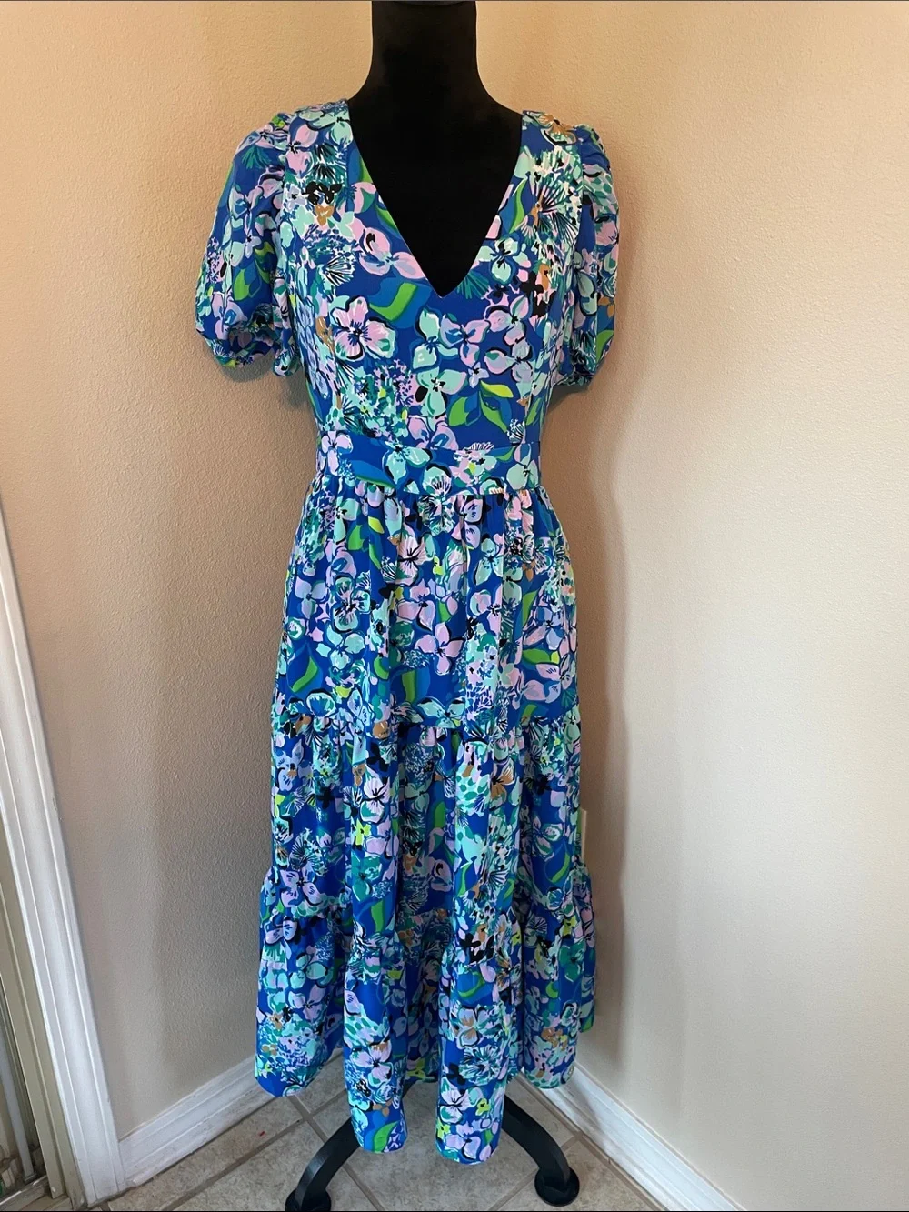 Lilly Pulitzer blue floral Grace midi dress nwt size 8 - Picture 3 of 10